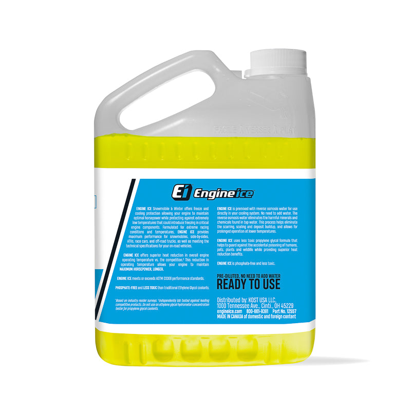 Back Side of Snowmobile & Winter 1/2 Gallon Bottle