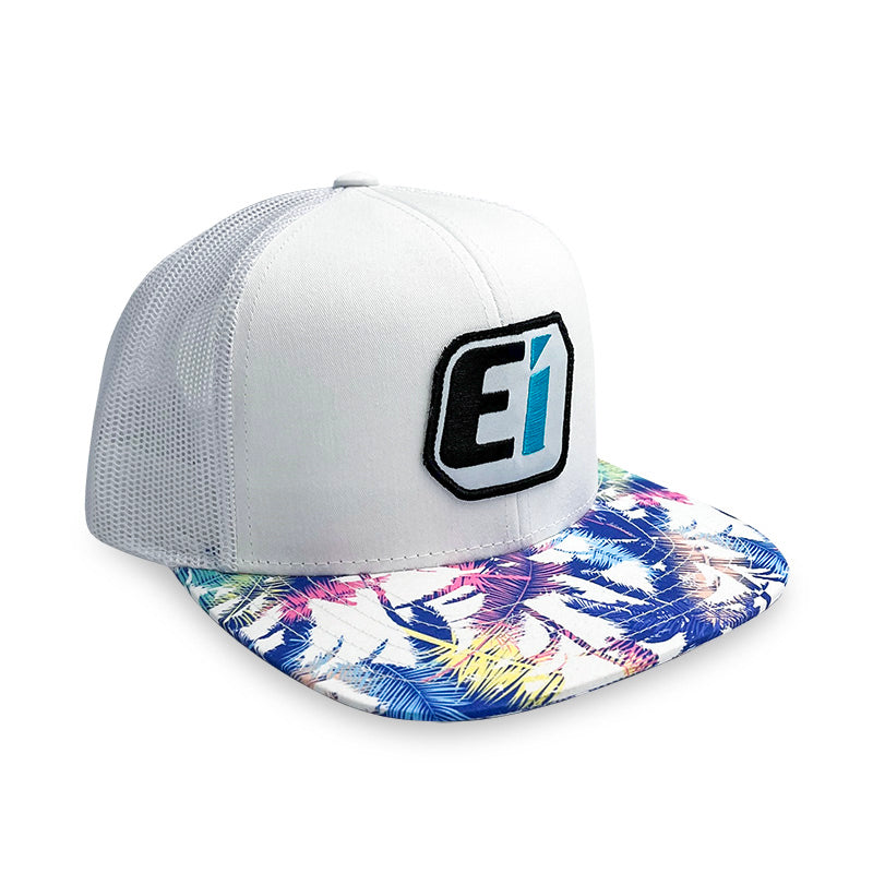 Engine Ice Tropical Hat with "Ei" on Front Panel and Tropical Floral Print on the Bill