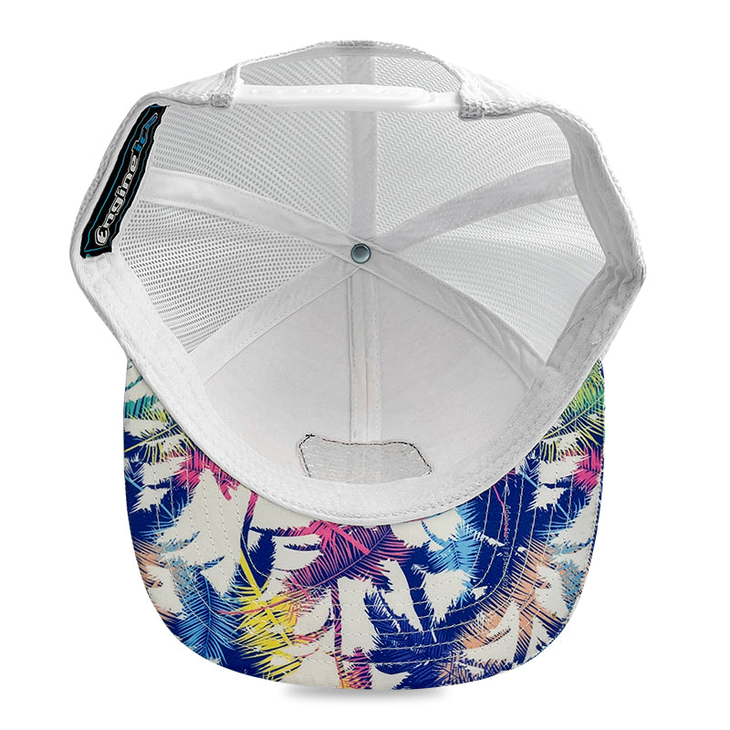 Flat Bill Hat - White w/ Pattern